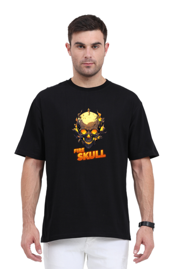 The Fire Skull Printed Oversized T-shirt - Image 2