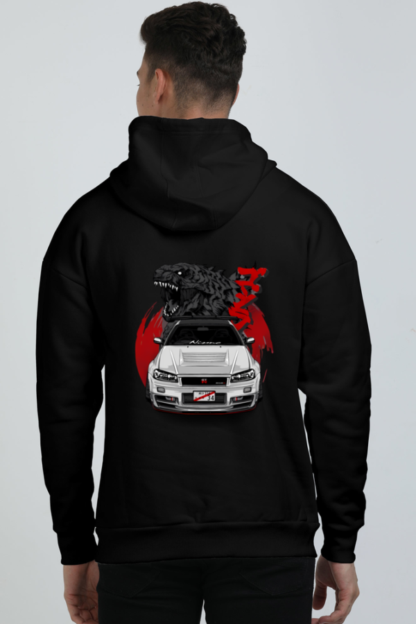 dragon Graphic Printed Black Hoodie - Image 2